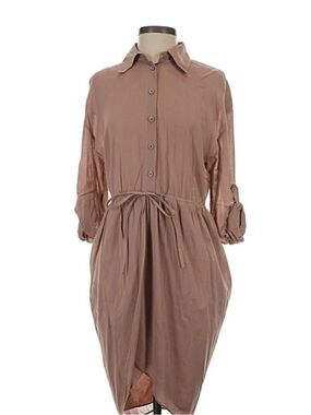 Alice and Olivia Taupe silk chiffon drawstring dress